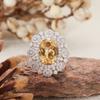 Natural Citrine Amethyst Topaz Ring Women Xiaohongshu S925 Silver Colored Jewelry