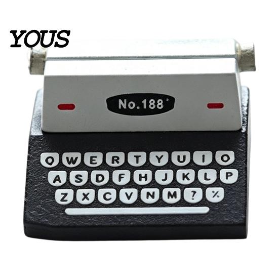 Place Card Holder Retro Wooden Typewriter Memo Clip, Vintage Desk Holder, Rustic Office Decor Decorative Message Photo Picture Stand for Home