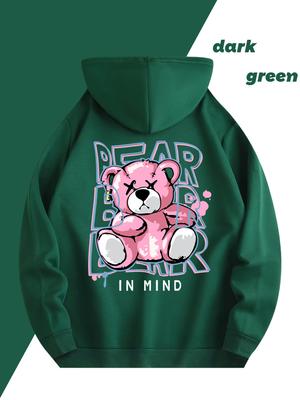 2025 New Autumn Men's Fashion Bear Printed Soft and Comfortable Hoodie Outdoor Versatile Street Style Clothing