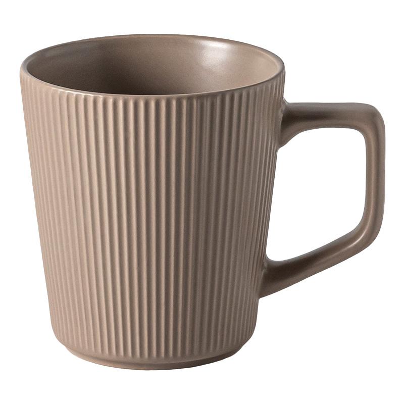 Simple Wind Vertical Pattern Ceramic Water Cup High Value Household High Value Mug Couple Pair Cup Office Use