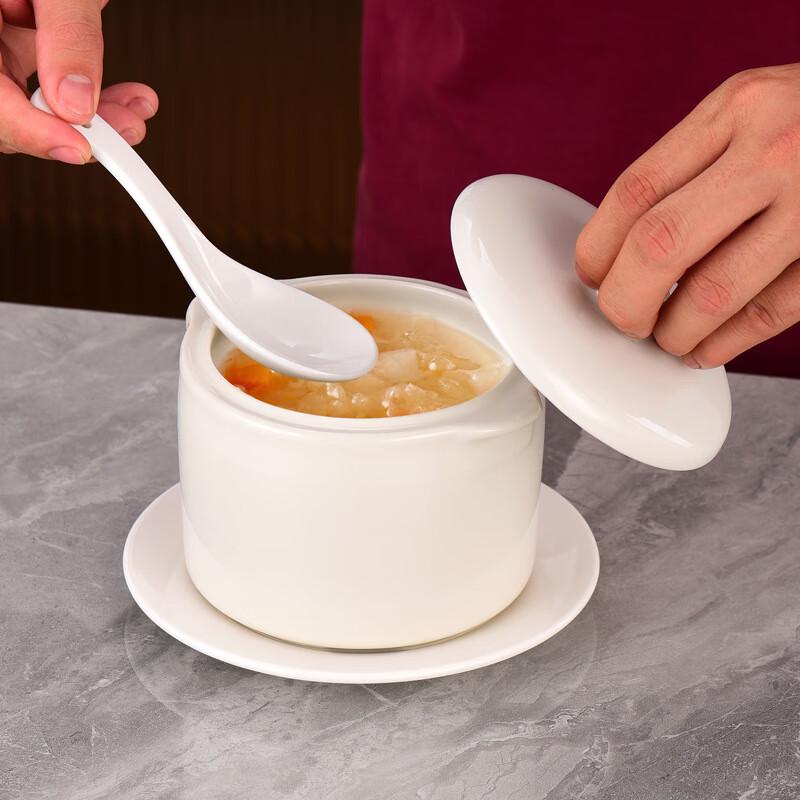 LISM 0.5L Ceramiczny Garnek do Gotowania na Parze Zupy z Pokrywkami i Talerzami (4-Pack)