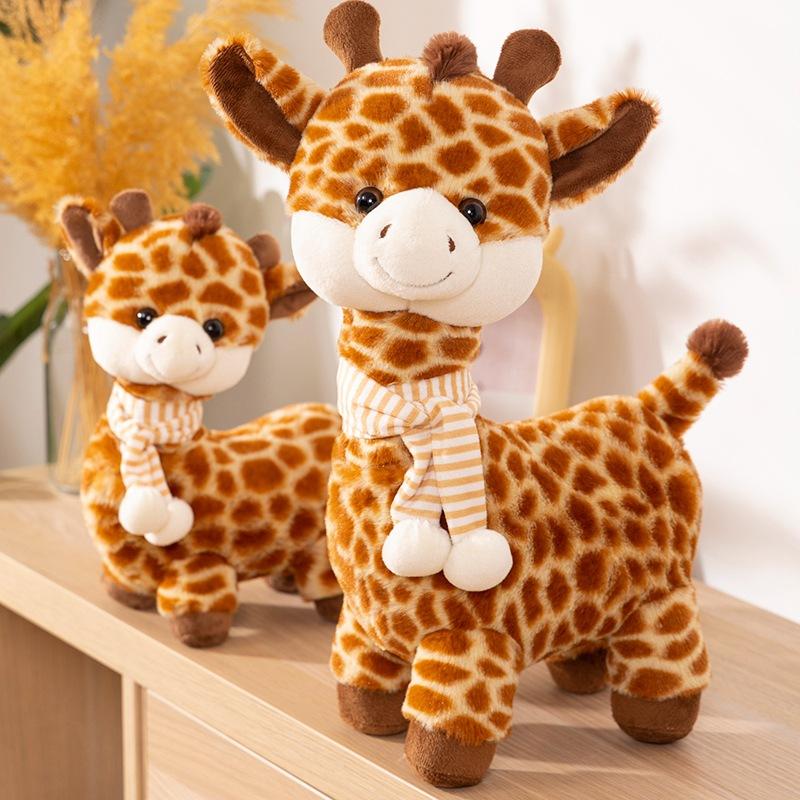 Simulation Scarf Giraffe Doll Cute Sika Deer Doll Plush Toy Deer Doll Children's Gift