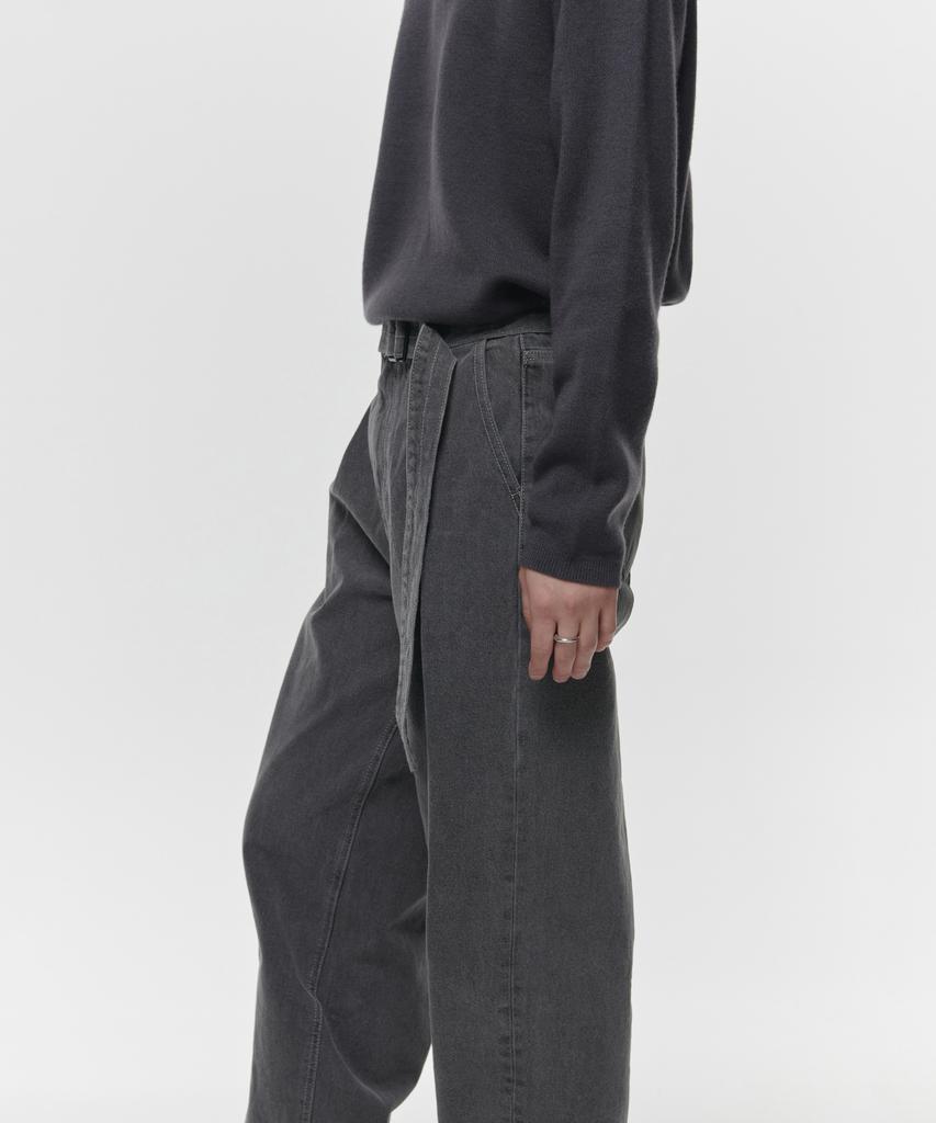 Musinsa Standard Belted Semi-Balloon Denim Pants [Gray]