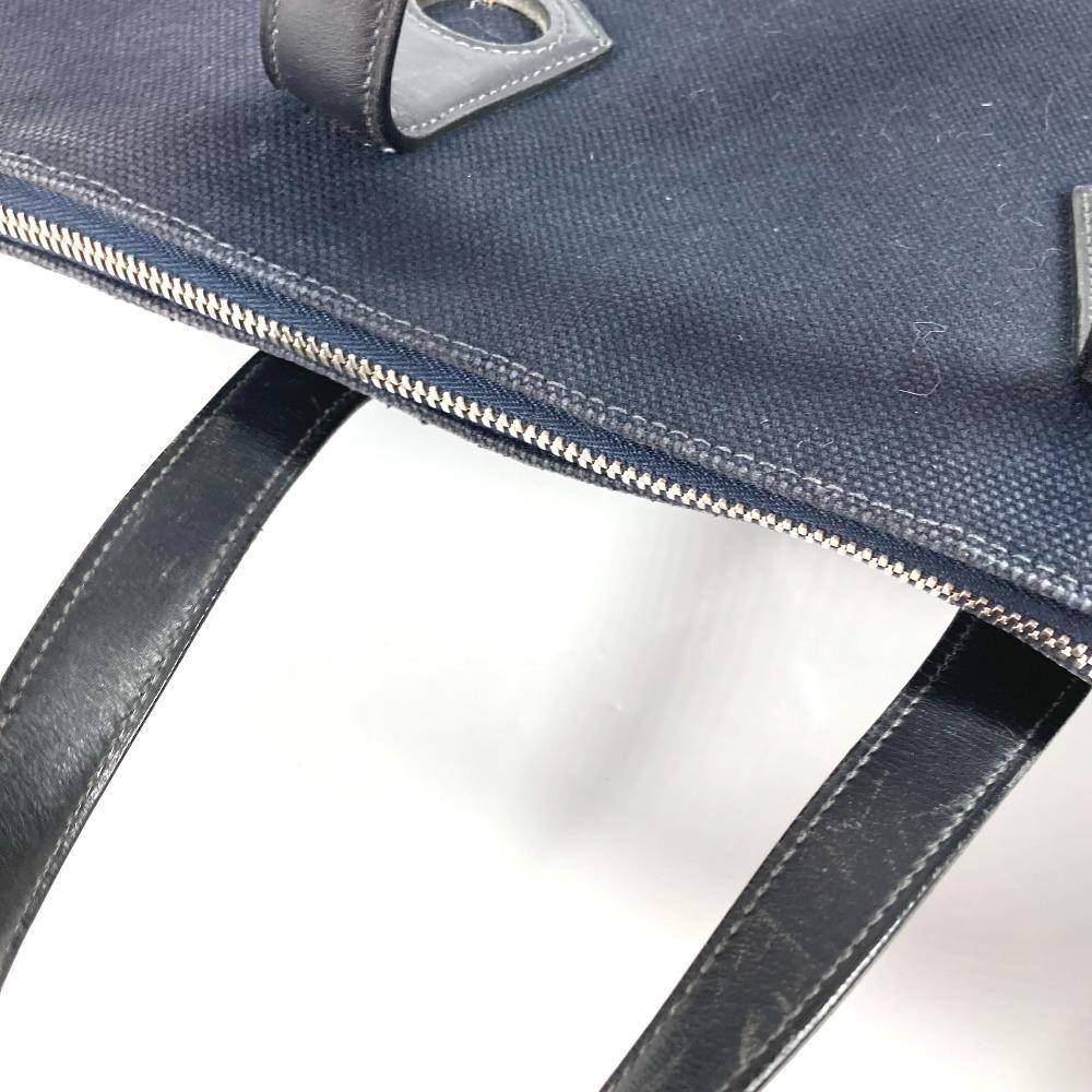 HERMES Duffle Bag Sac Iboo GM Tote Bag Hand Bag Leather/Canvas Black/Navy