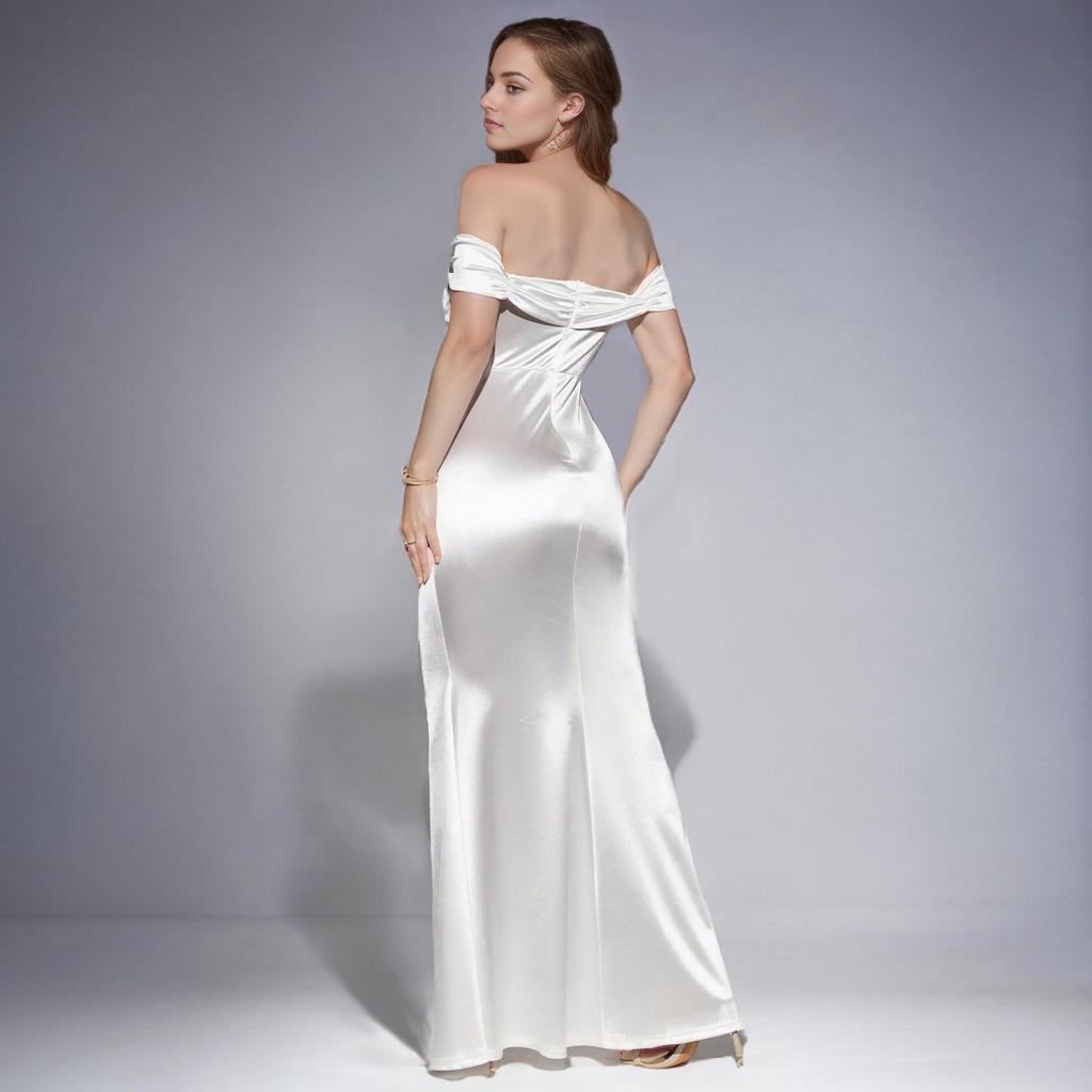 Elegant Satin Strapless High Waist Slit Fishtail Gown