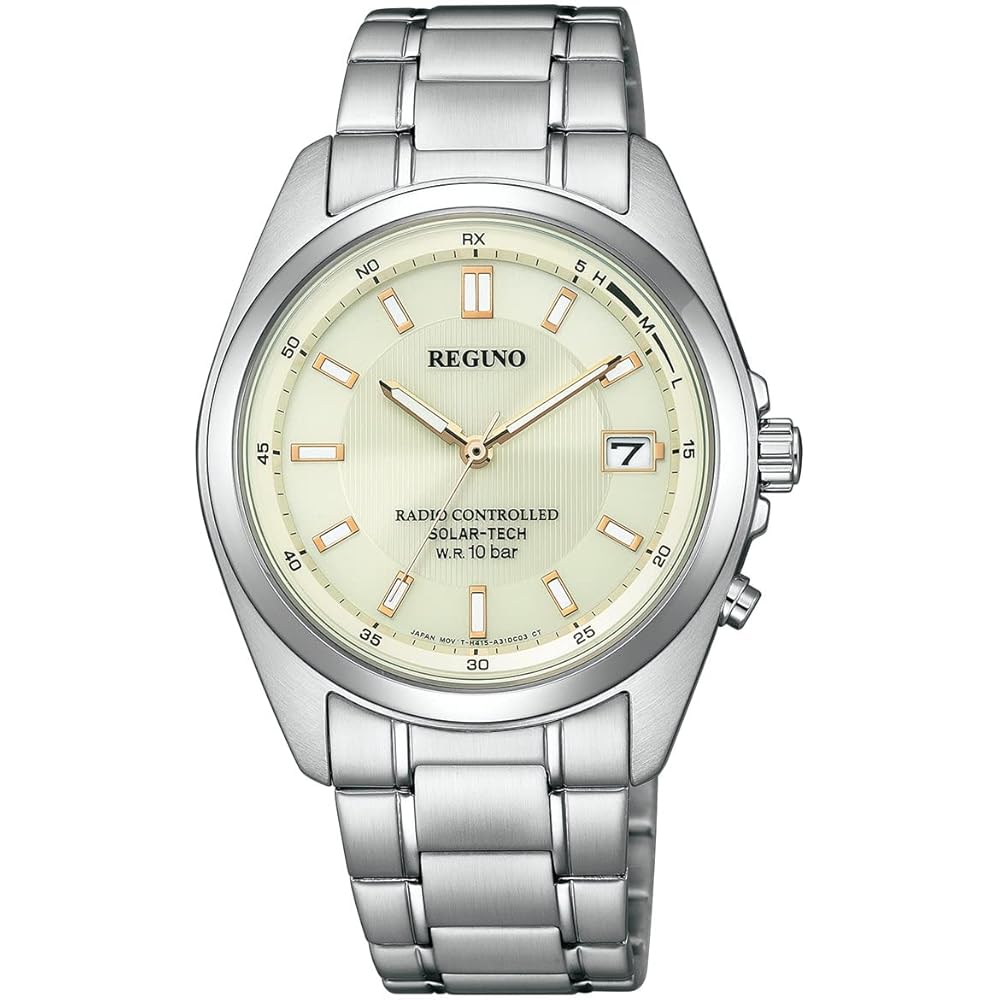Citizen Reguno KS3-115-31 Solar Radio Controlled Men s Analog Watch Waterproof Silver Ivory Date Second Hand