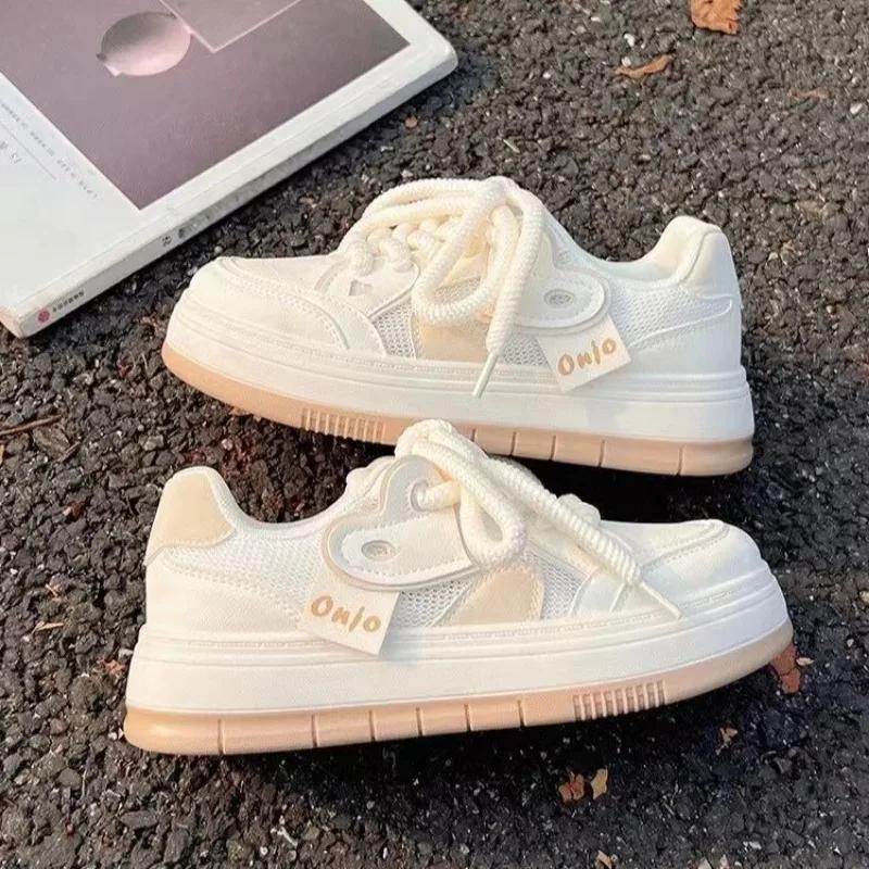 Kadın Spor Ayakkabı Rahat Kawaii Kanvas Yeni Çok Yönlü Kalın Alt Ayakkabı Kadın Düz Tabanlı Vulkanize Spor Ayakkabı