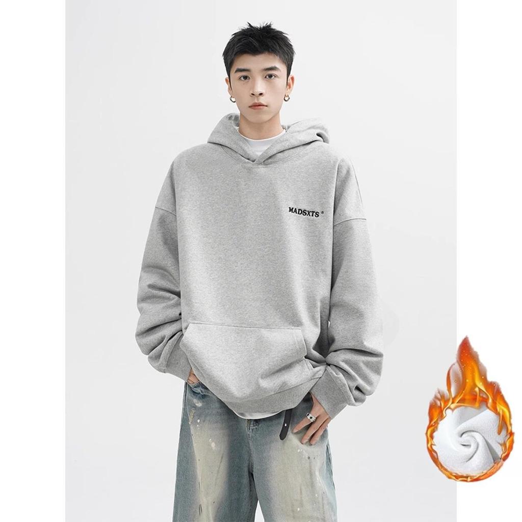 Printed Letters Hooded Sweater Men Comfortable Fit Gray Leisure Couple Hoodie Coat In Autumn and Winter