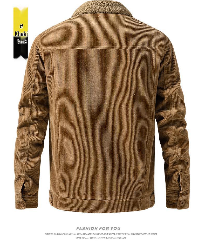 Retro Multi-Pocket Men's Corduroy Jacket with Velvet Lining