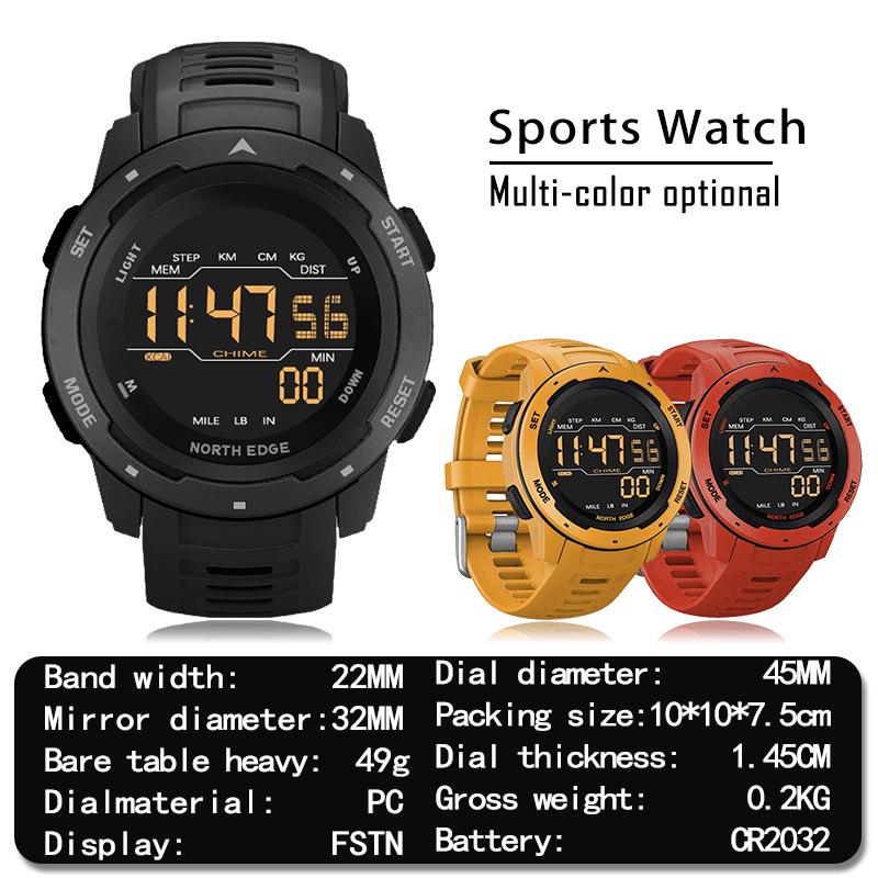 Men's Dual Time Digital Sports Watch with Pedometer