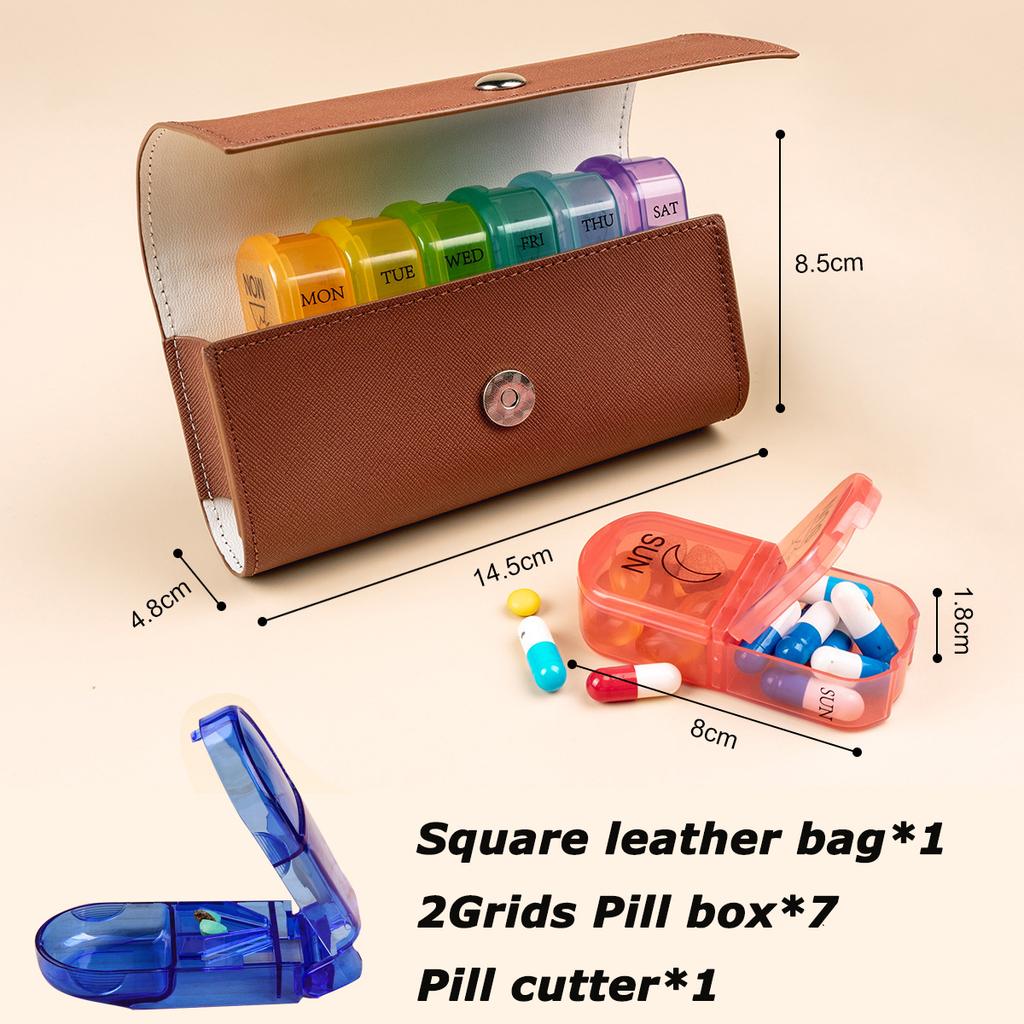 Medicine 14 Compartment Pill Box Storage Box Portable Plastic Container Box 7 Days Weekly Morning And Evening Travel Pill Box