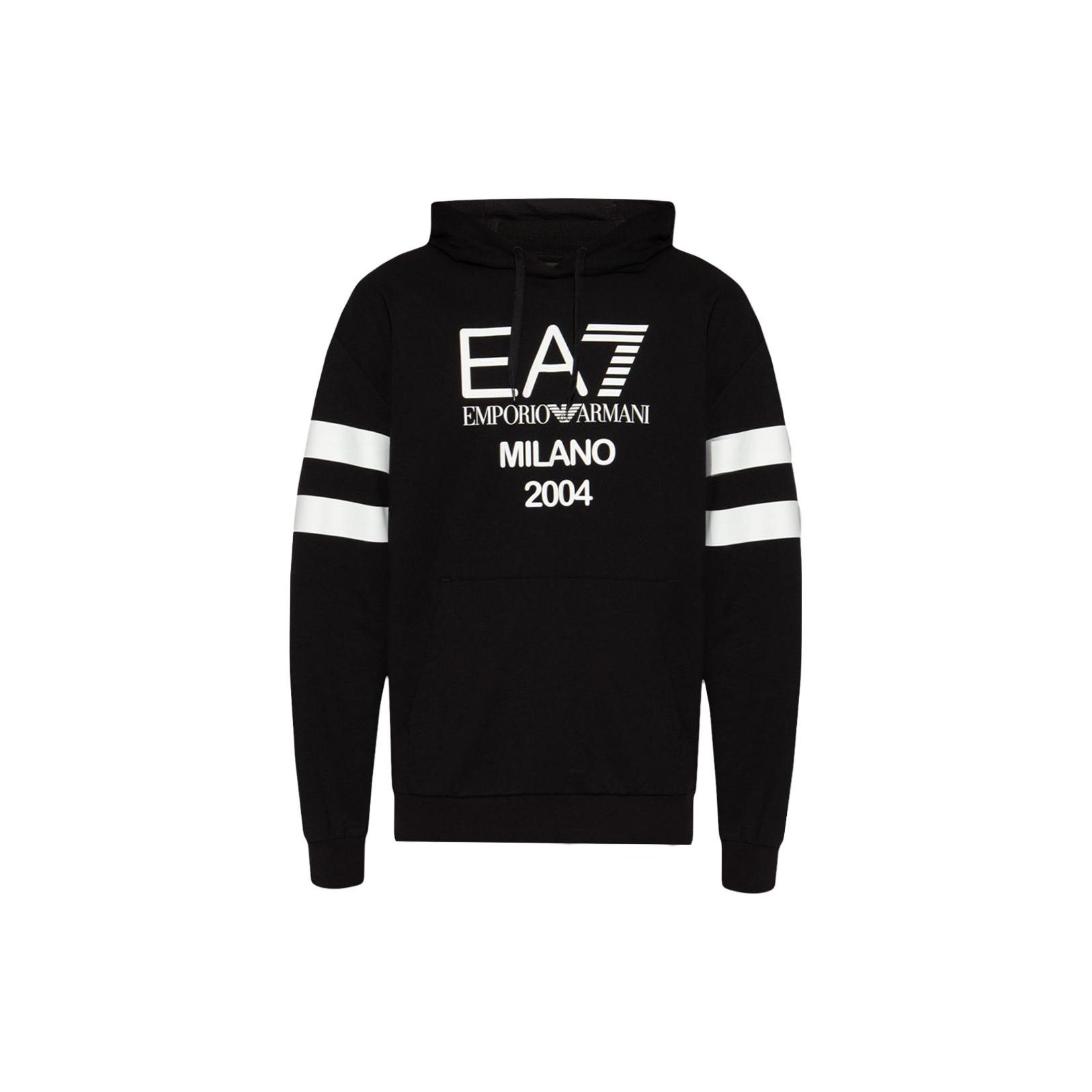 Emporio Armani EA7 SS23 Logo Letter Stripe Printed Hoodie Men hoodies Black 3RUM04-PJ2SZ-1200 L