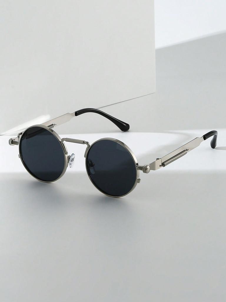 1/2 PC S Fashion Round Metal Frame Spring Decor Sunglasses For Outdoor Daily Life Shades Punk Vintage Eyewear Accessories.