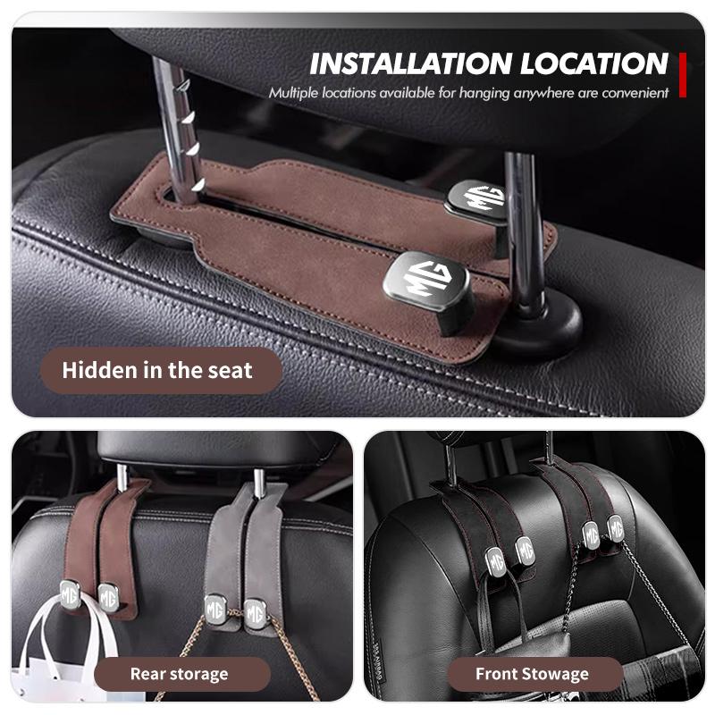 For MG Car Headrest Hook Suede Rear Seat Hanging Dual Hook Storage Rack Accessories GS Pilot GT 3 6 5 7 HS ZS ZX tcl6