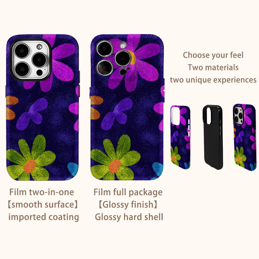 Neon Painted Daisies Phone Case for IPhone 17AIR 16E 16 15 14 13 12 11 17 Pro Max Plus Double-layer Back Cover