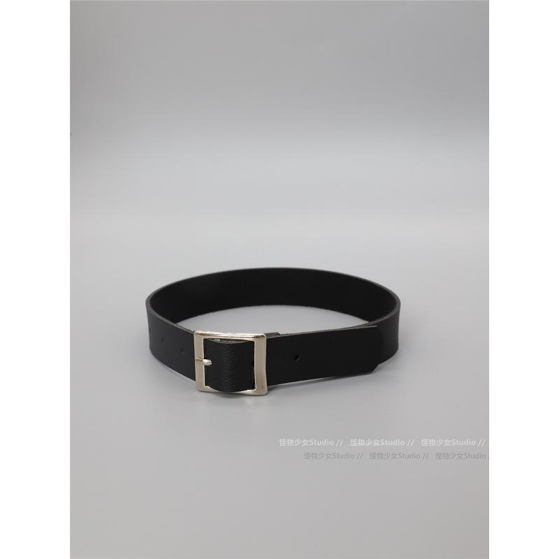 Dark Sweet Cool Square Buckle Choker, Punk Alt Faux Leather Minimal Neck Collar