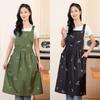 New Embroidery Flower Kitchen Apron Polyester Adjustable Cross-back Apron Oil-proof Pleated Style Dress Apron Cooking Activities
