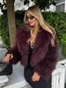 Women's Eco-friendly Faux Fur Short Coat: European & American Winter Fashion D69135