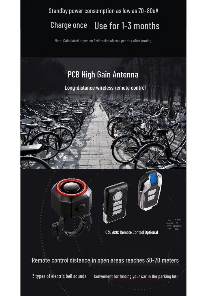 Smart Rechargeable Wireless LED Bike Tail Light with Anti-theft Alarm