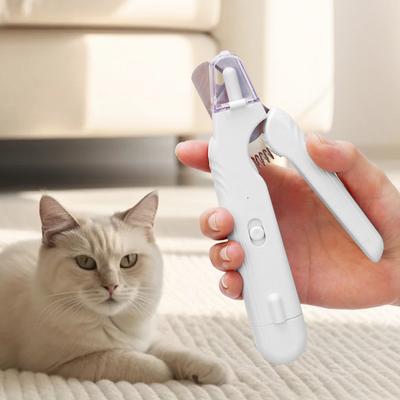 2-in-1 Electric Pet Nail Grinder with LED Light 200mAh Pet Claw Clippers W/ Splash Guard for Cats Small Medium and Large Dog