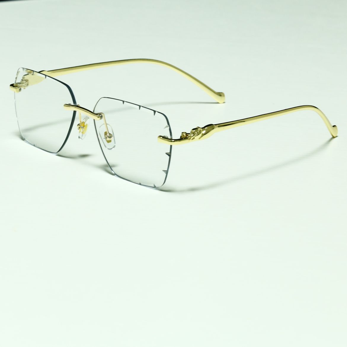JYL TS Men s Rimless Photochromic Square - Leopard Diamond-Cut Metal ZX-3079 Light-responsive c-4759 неба пурпурный