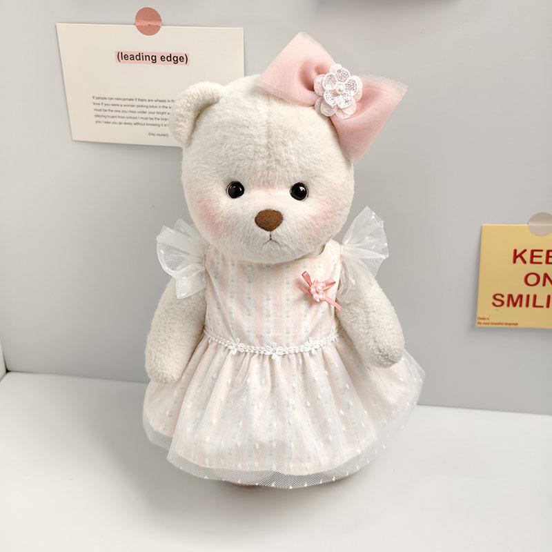 Medium Bear Outfit - Blue Pink Striped Carrot Overalls Set