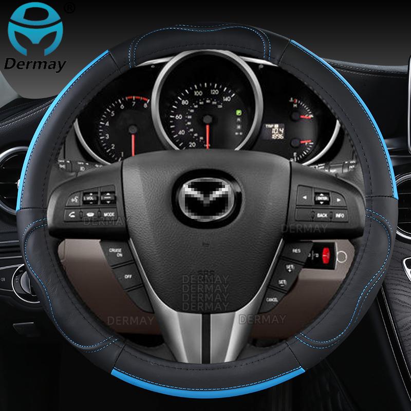 For Mazda CX3 CX4 CX5 CX6 CX7 CX8 CX9 CX30 CX50 CX60 CX70 CX80 CX90 Genuine Leather Car Steering Wheel Cover Auto Accessories