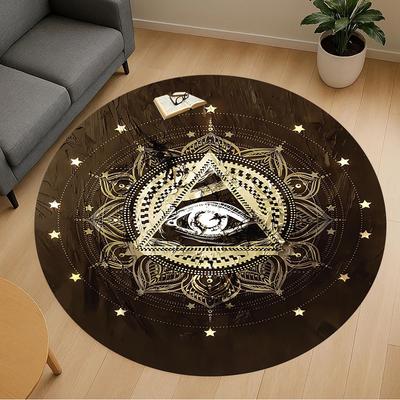 1 Stück Allsehendes Auge Heilige Geometrie Mystische Symbole Runde Stuhlunterlage Teppich - Rutschfest, Fußmatte für Büro, Schlafzimmer, Weihnachtsgeschenk c0528136