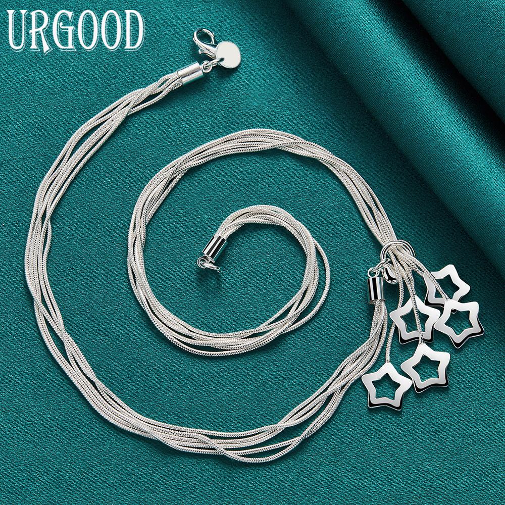 Collier avec pendentif étoile en argent Sterling 925, chaîne serpent, bijoux à la mode
