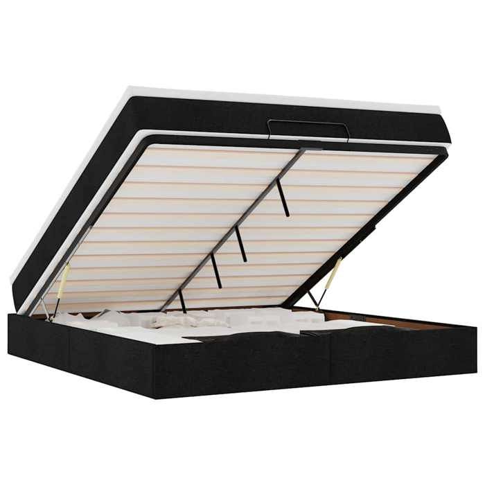 VidaXL Cadre de lit ottoman avec matelas noir 160x200 cm tissu, cadre de lit, cadre de lit rembourré, cadre de lit ottoman 3311122