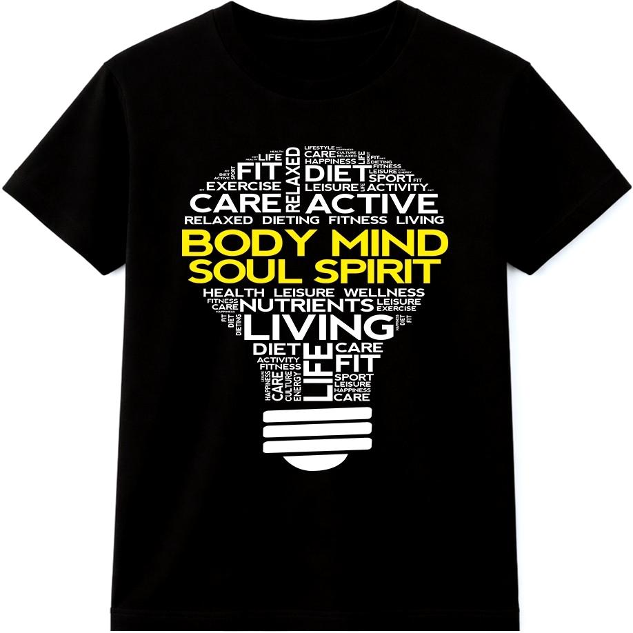 Mind Body Spirit T Shirt Yoga Meditation Fitness Wellness Graphic Tee XL