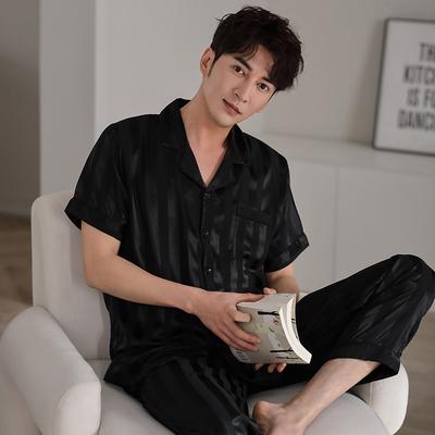 Men's Pajamas, Ice Silk Summer Thin Short-sleeved Trousers Set, Young Men's Summer Large-size Loose Loungewear Set