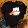 Cute Sushi hug Women T-shirts Summer black Short Sleeve T shirt girl femme O-Nock Kawaii Clothing Top tee Ladies Harajuku Tshirt