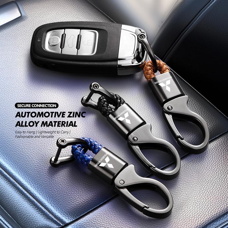 Cyakpr1 Legierung Leder Starker Karabinerform Schlüsselanhänger Zubehör Für Mitsubishi Outlander Lancer L200 ASX Pajero Grandis Eclipse