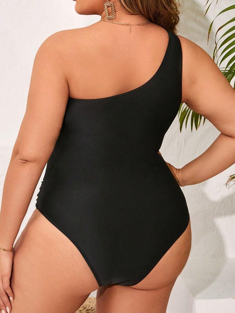Costume da bagno 2025 da donna a rete patchwork taglie forti, costume intero monospalla grande da donna, costume da bagno per spiaggia taglie forti