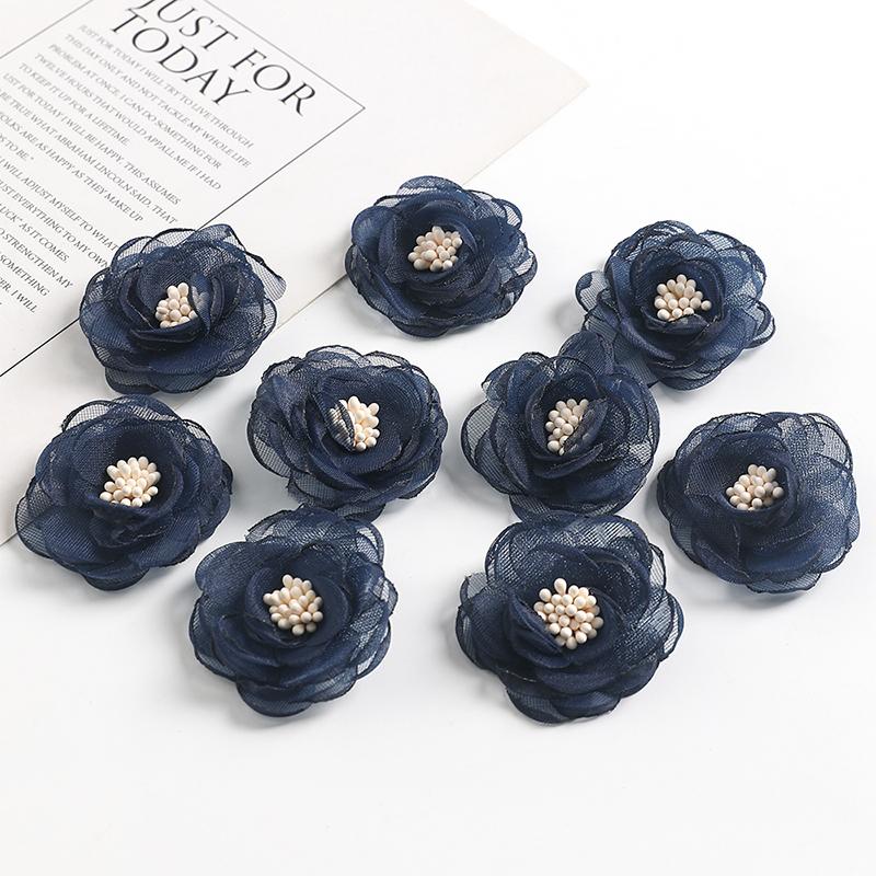 3/5/10Pcs 4cm Yarn Rose Artificial Flowers Head for Home Wedding Decor DIY Bride Hair Wreath Girls Gift Clothing Dress Accessory