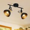 Ceiling Spotlight - NETTLIFE - 2-light Retro Spotlight E27 - Black - 350° Adjustable - Metal