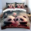 Adorable Panda Love Set Design Exquisite Three-Piece Bedding Set Gift For Kids And Adults