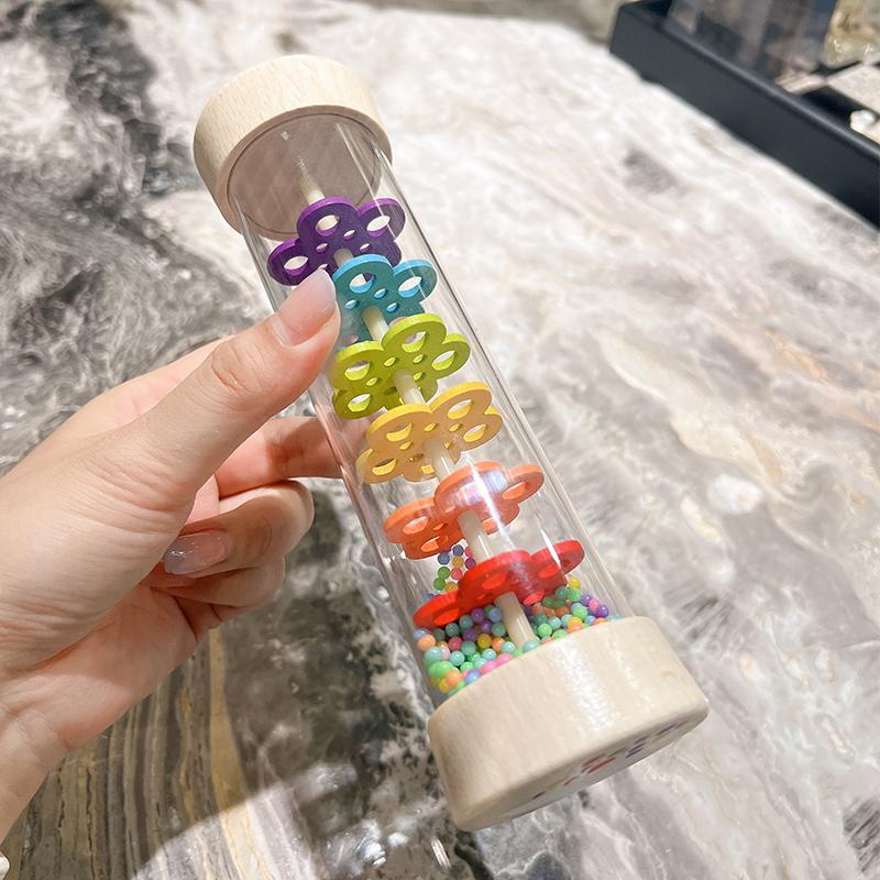 Wooden Rain Sound Tube Instrument Rain Maker Rain Stick Musical Instrument Hourglass Music Shaker Toy Hearing Enlightenment Toys