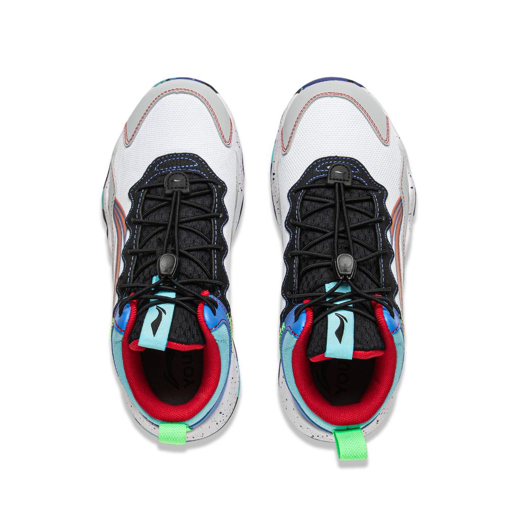 Li Ning Kids Pioneer Ling I TD Synthetic Leather Comfortable Shock Absorption Low Top Basketball Shoes Kids basketball shoes Gray Blue YKBU128-1