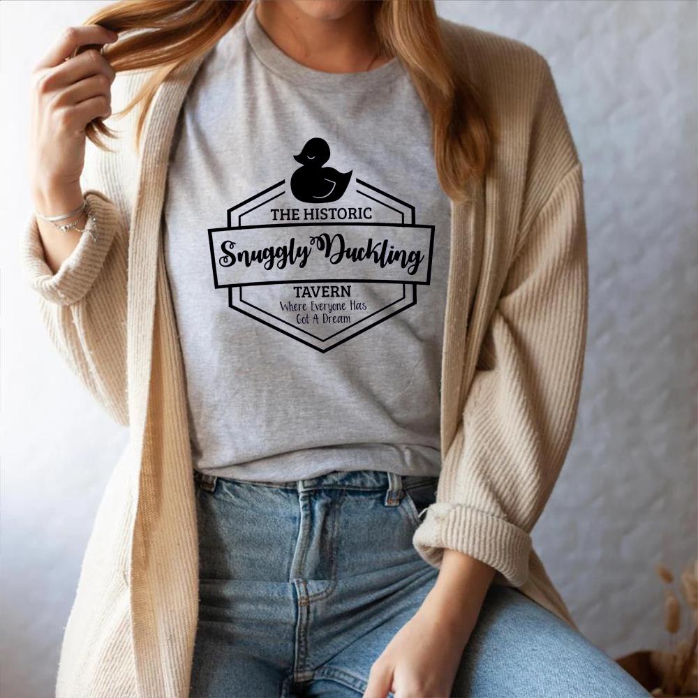 Snuggly Duckling Tavern TShirt Tangled Rapunzel Shirt Tangled Tees for Vacation Vintage Short Sleeve Summer Tee Kawaii Tops