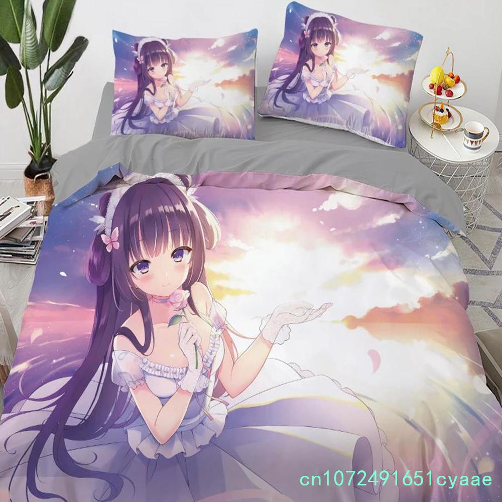 Anime Kawaii Bedding Set Japan Anime Loli Duvet Cover Set Kids Bedroom Cartoon 3D Printed Quilt Cover Bedroom Gift