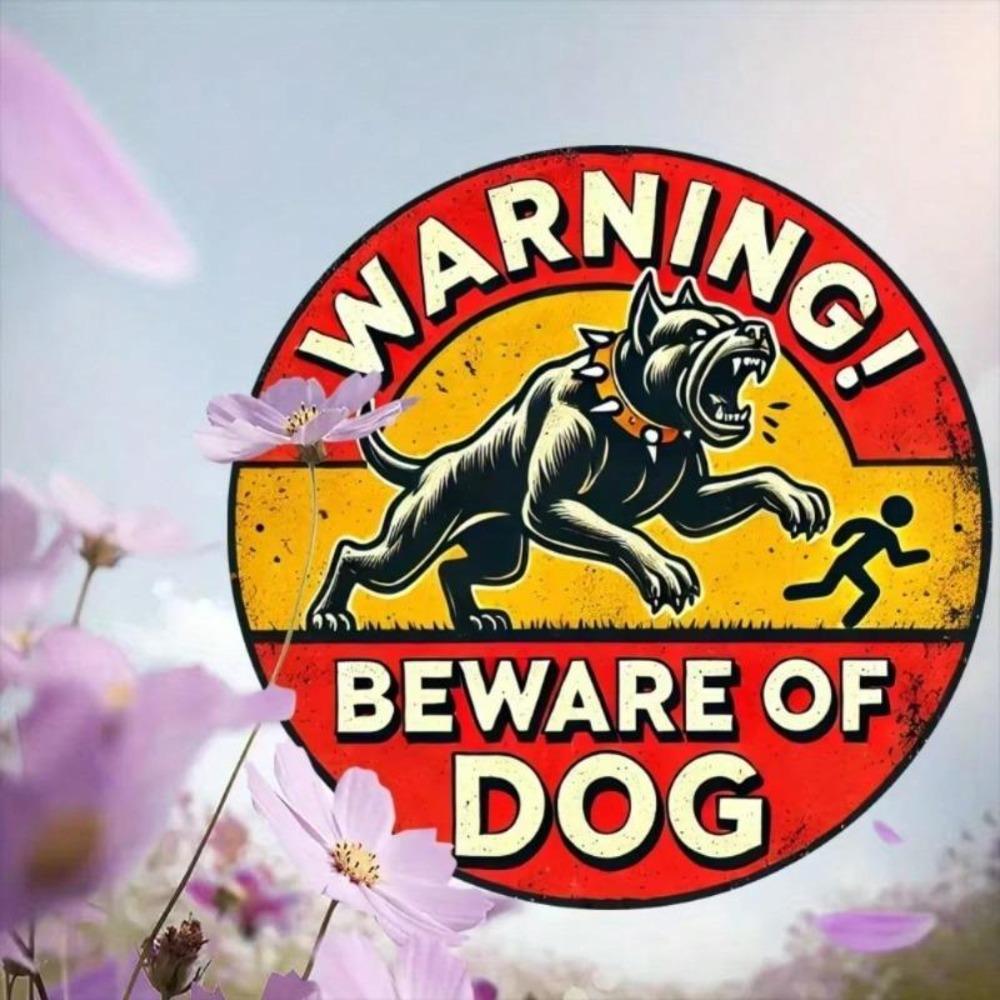 Vintage Beware of Dog Metal Tin Sign Home Wall Decor