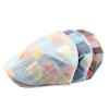 Fashion Men Women Plaid Cotton Newsboy Hat Flat Cap Adjustable Beret with Visor