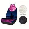 2pcs Wolf & Pink Moon Car Seat Covers - Soft All-Season Fit For Cars, SUVs, Trucks - Dark & Pink Night Sky Design With Full Moon