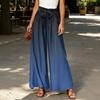 Women's Wide Leg Casual Pants High Waist Tie Belt Loose Fit Lightweight Comfortable Flowing Fabric Bottoms for Everyday Wear