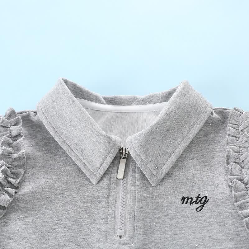 Montagut Girls' Summer Ruffled Polo Top and Skirt Set