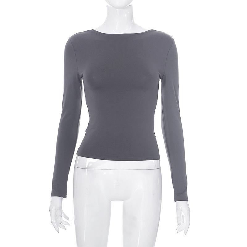 GMXIA Women's Autumn Solid Color Reversible Two-wear Small Top Woman