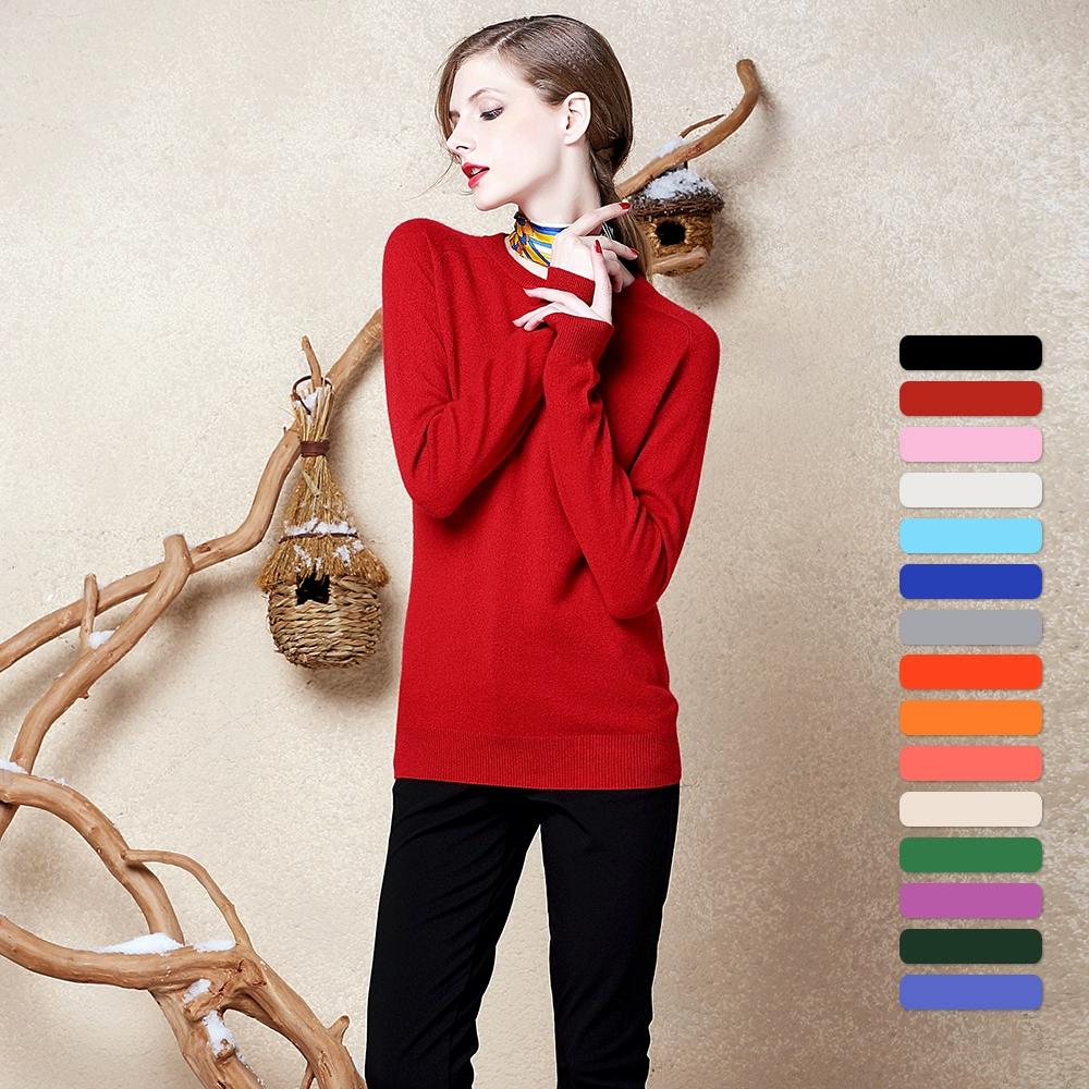 Dámský kašmírový svetr s kulatým výstřihem pro teplo a pohodlí pletený svetr s dlouhým rukávem