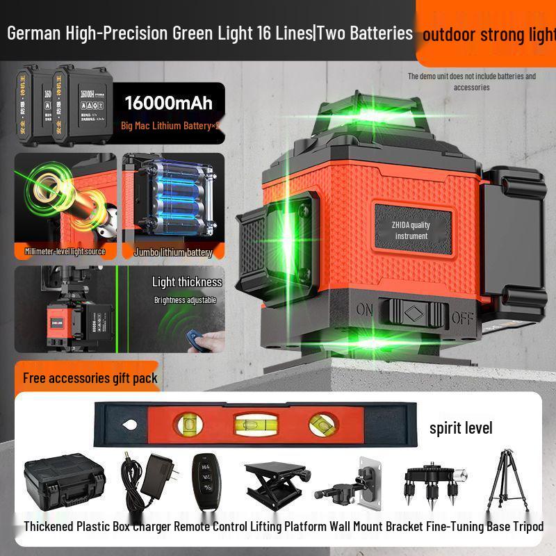 High Precision 12-Line Outdoor Auto-Leveling Green Laser Level with Strong Infrared Light